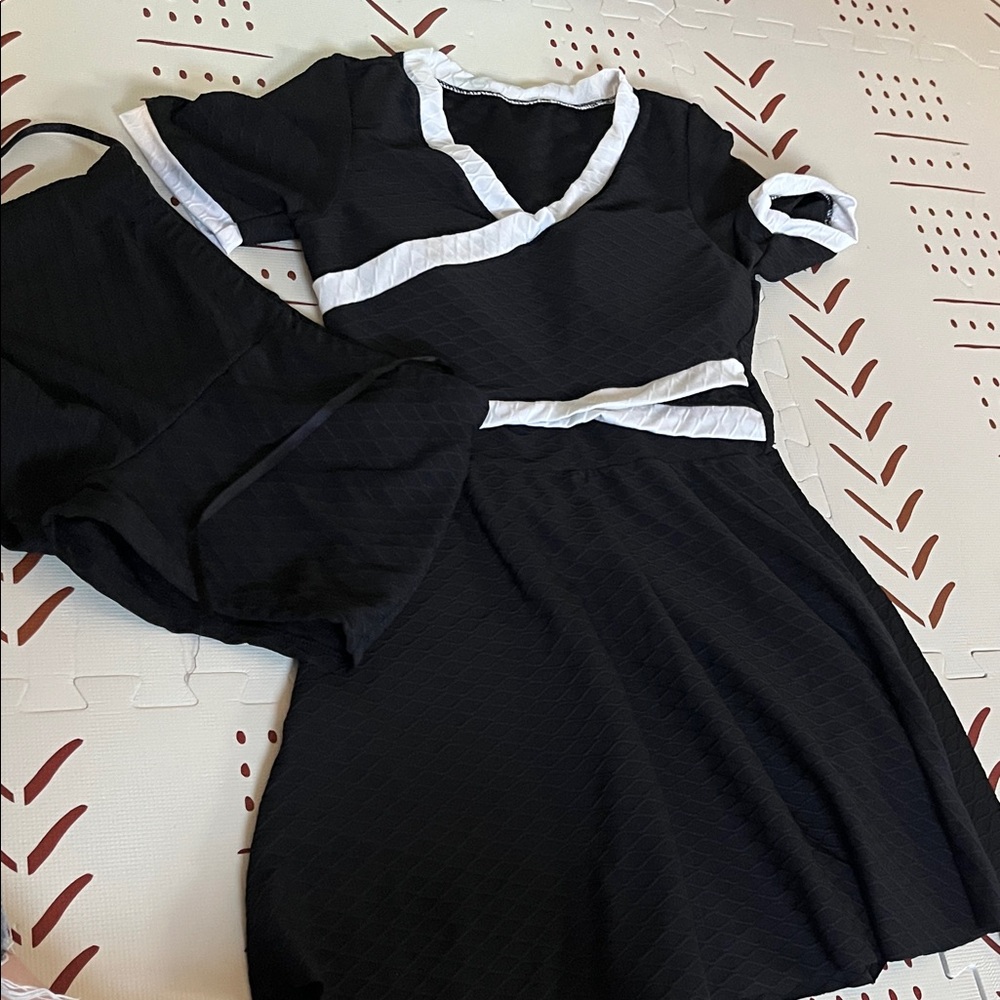 black and white dress style bathing suit